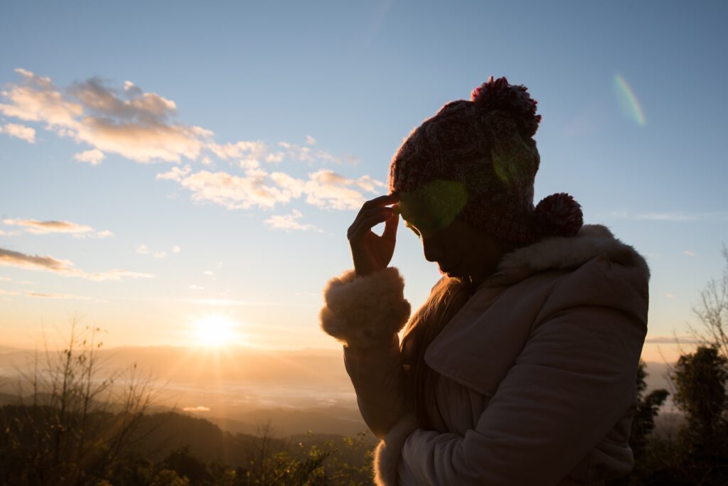 Sadness woman thinking something in morning